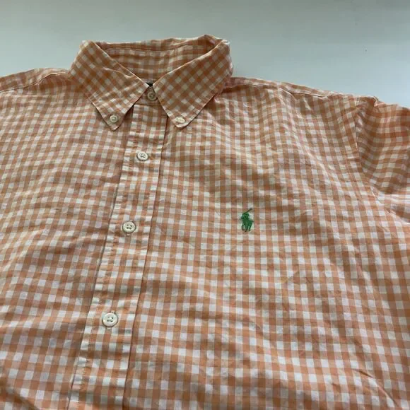 Mens Polo Ralph Lauren Shirt Large Classic Fit Checkered Button PONY Logo Preppy - Picture 2 of 9